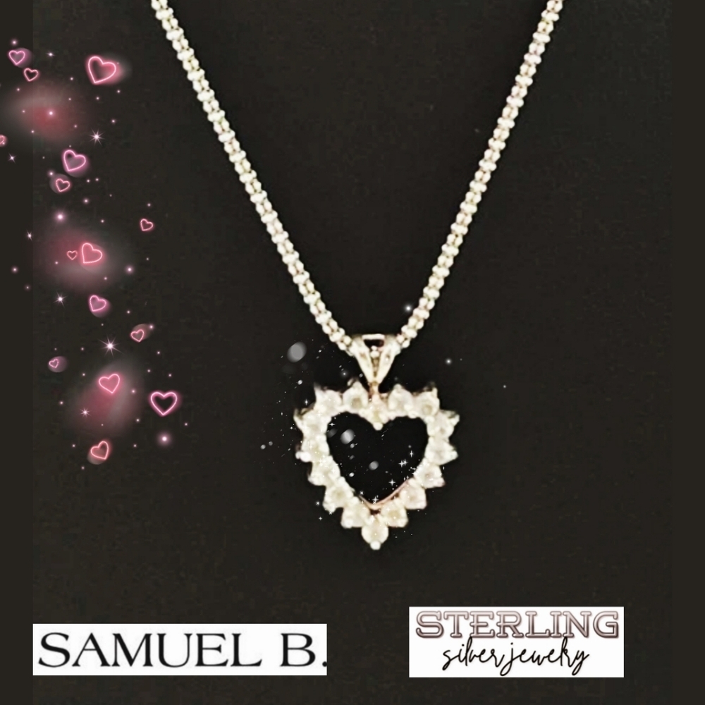 SAMUEL B. BENHAM STERLING SILVER TOPAZ 21.5 INCH NECKLACE HEART PENDANT 8.0G